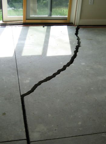 severely cracked foundation slab floor in Oceanside