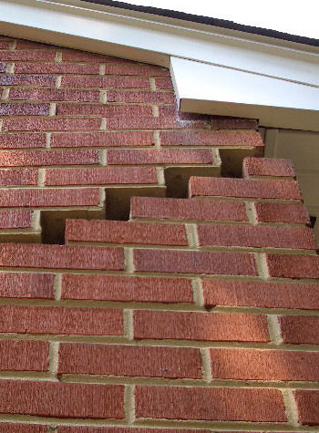 photo of a rotating foundation wall with cracks in Rancho Cucamonga
