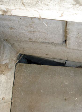 inward rotation of a foundation wall damaged by street creep in a garage in Santa Clarita