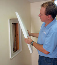wall anchor covers installed in a foundation repair for a Fontana home.