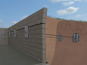 A graphic illustration of a foundation wall system installed in Glendale