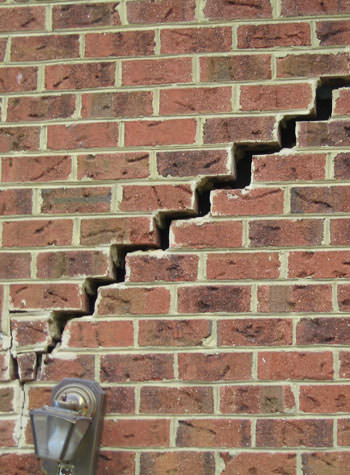 major cracking of a brick foundation wall in Rancho Cucamonga